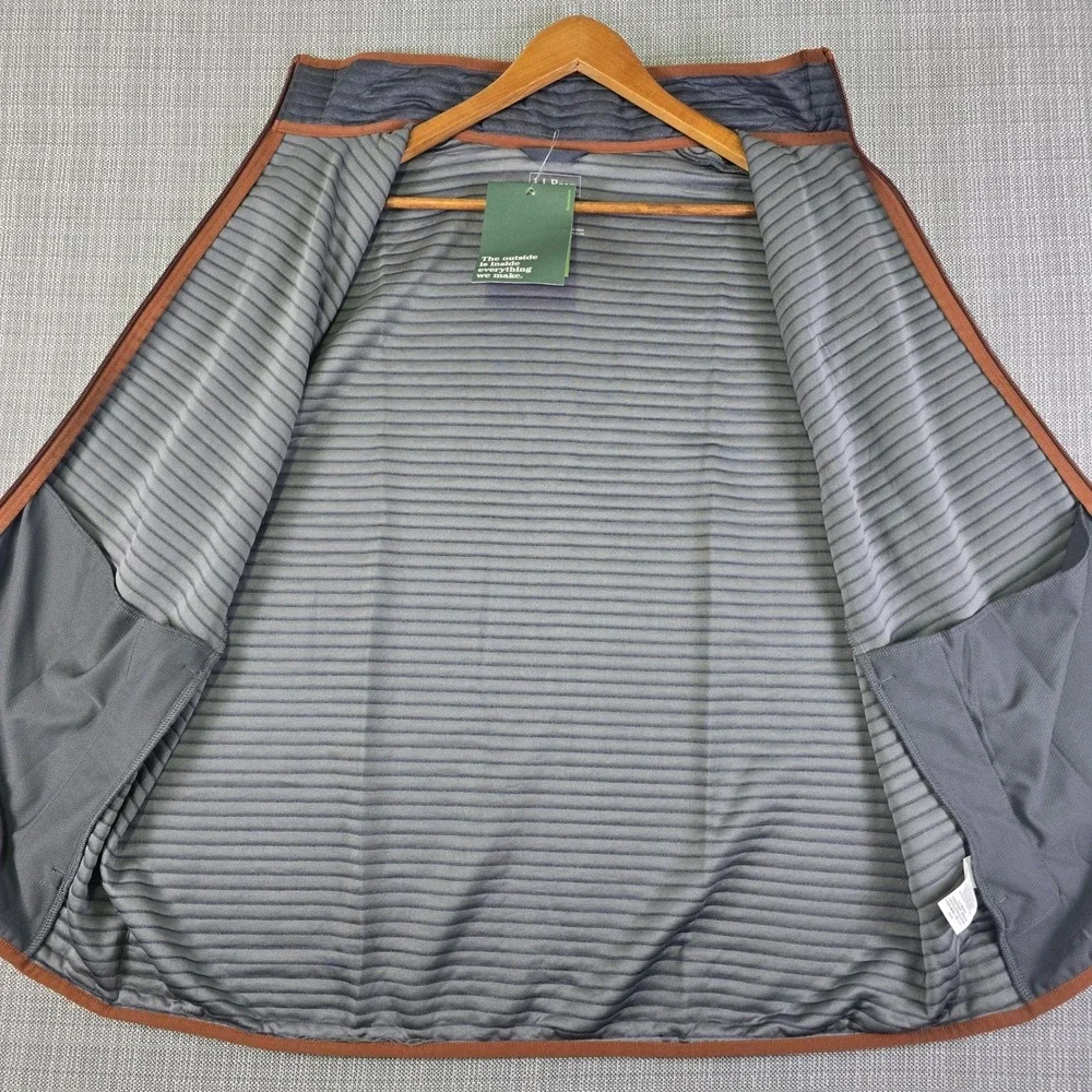 NWT LL Bean Mens XL Airlight Baffled Full Zip Vest Gray Copper Katahdin Patch